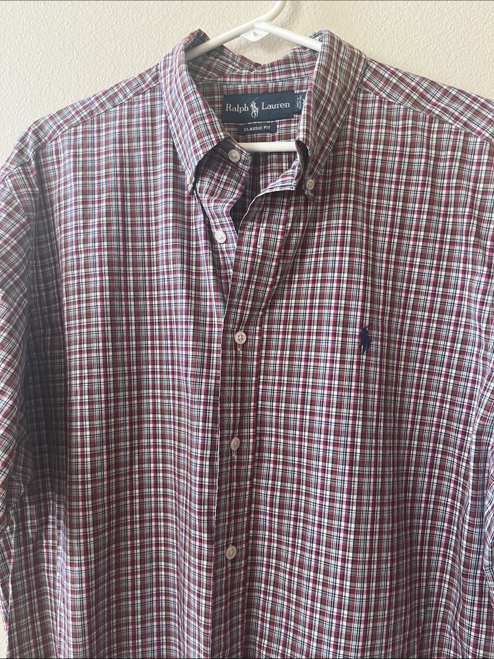 XL Ralph Lauren Red Navy Green Plaid Button-Down Shirt 90s quality mens buttonup